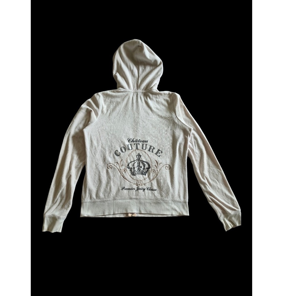 Juicy Couture VTG Y2K Chateau Couture Queen Cream Pink Zip Up sz L-XL‎ READ